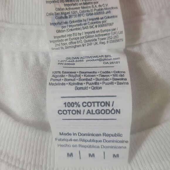 Gildan Men's White Crewneck Slingshot Souvenir Graphic Short Sleeve Tee - Picture 8 of 13